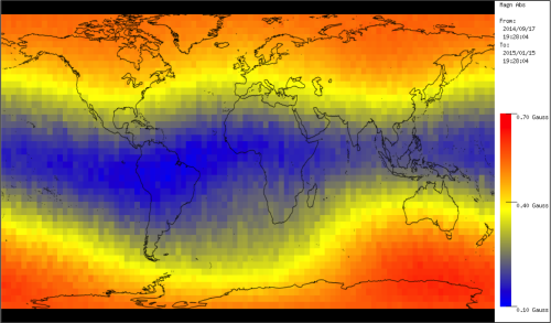 Image of Earth's magnetic field as measured by UniSat-6