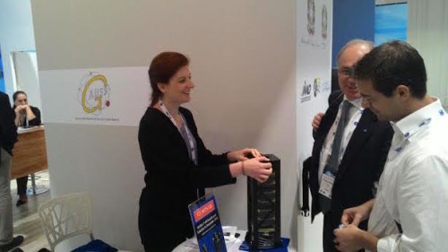 A3U CubeSat under the spotlights - GAUSS Stand at IAC2015