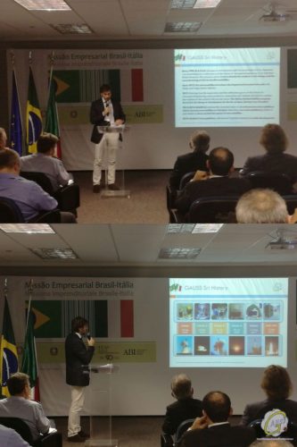 Riccardo Di Roberto from GAUSS giving a presentation at the Industrial Brokerage Workshop – Parque Tecnológico – São José dos Campos