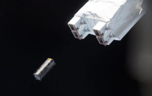 TuPOD just released from the robotic arm of the ISS - Photo Credit ISS